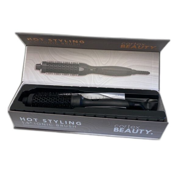 Cortex Beauty 1.5" Ionic Brush Hot Styler Excellent In Box Black - Picture 4 of 7